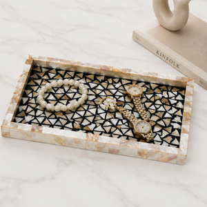 Mother of Pearl Tray Luxury Geometric <b>Mosaic</b> Tray Wholesale Custom Logo Decorative MOP Inlay Serving Tray for Hotel Tableware - Product Image 6