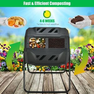 Composteur rotatif à double chambre de 43 gallons, bac à compost aérateur pour un compostage efficace - Product Image 2