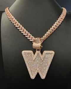 Pendentif personnalisé en moissanite VVS avec lettre initiale, style hip-hop, serti de diamants baguette 3D en argent 925, bijoux fins pour homme - Product Image 4