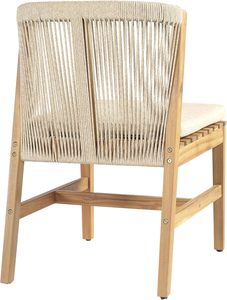 Chaise de jardin moderne en teck avec coussin tressé en corde, chaise d'appoint pour terrasse et bord de piscine - Product Image 6