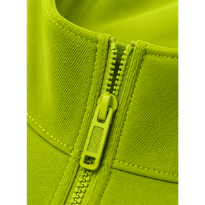 Men's Lime Green Fleece Jacket Full Zip Stand Collar Sporty Regular Sleeve Polyester Autumn Wear - Product Image 4