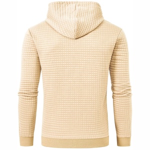 Sudadera con Capucha para Hombre, Tejido Waffle Color Camel, Forro Polar Texturizado, Mangas Largas, Corte Regular, Estilo Casual Urbano para Invierno, 100% Algodón - Product Image 2