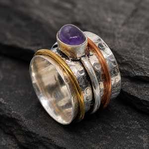925 Sterling <b>Silver</b> Floral <b>Ring</b>, Handmade Flower Band <b>Ring</b>, Nature Inspired <b>Silver</b> Jewelry, Boho Floral <b>Statement</b> <b>Ring</b>, Gift for - Product Image 1