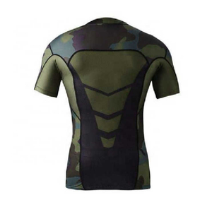 Custom Men’s Full <b>Camo</b> Compression Shirt Short Sleeve Rash Guard Sublimation Print MMA Training <b>Top</b> Quick Dry Athletic Gym Wear - Product Image 2