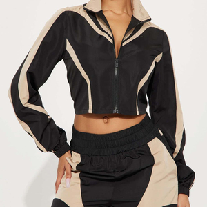 Women's <b>White</b> Black Solid Casual Hooded Short Sports Wear <b>Set</b> Long Sleeve Regular Fit Full Waterproof Fleece Quick Dry - Product Image 5