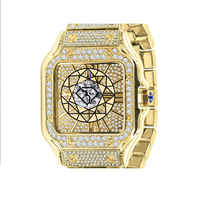Reloj de Cuarzo Unisex de Lujo Personalizado, Acero Inoxidable, Esfera con Incrustaciones de Moissanita, Cristal de Zafiro, 46 mm, Analógico, Ecológico, Cierre Oculto - Product Image 3