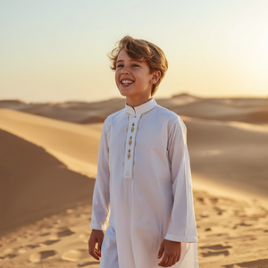 ชุดเดรสเด็กชายสไตล์ UAE ปักลายแขนยาวแบบดั้งเดิม ผ้าฝ้ายใส่สบาย เหมาะสำหรับเด็กมุสลิม สวมใส่ได้ทุกวัน รับผลิตแบบ OEM - Product Image 4