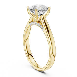 Bague de fiançailles classique en or jaune 14 carats pour femme, diamant de 2 carats taille coussin, certifié IGI, diamant de laboratoire, anniversaire, mariage - Product Image 3