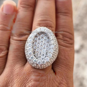 Premium Hip Hop Style Rhodium Plated 925 Sterling <b>Silver</b> Cluster Moissanite <b>Ring</b> for <b>Men</b> Women Unisex Wedding Engagement Gift - Product Image 3