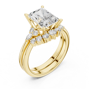 แหวนเพชรทรงรัศมี 2.50 กะรัต ทอง 14K หรูหราสง่างาม ได้รับการรับรองจาก IGI พร้อมวงแหวนเข้าชุด สำหรับผู้หญิง เหมาะสำหรับงานหมั้นและงานแต่งงาน - Product Image 2