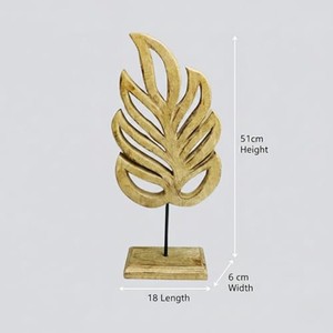 Escultura de Hoja de Madera de Mango Hecha a Mano |   Decoración de Escritorio de Madera Natural al por Mayor - Product Image 3