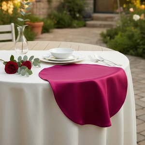 Dark Pink Poly Satin Round <b>Table</b> <b>Mats</b> for Home Cafe Lounge Dining Placemats for Hotel Restaurant <b>Table</b> Decoration - Product Image 3