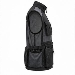Gilet de travail léger pour homme, col montant, fermeture éclair, plusieurs poches, respirant, en polyester, style automne - Product Image 5