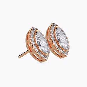 Indian Manufactured Luxury Marquise Diamond <b>Earrings</b> for Women Certified Brilliant Sustainable Fine Available For Sale - Product Image 4