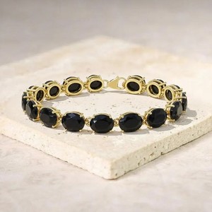 Black Onyx Stone Charm <b>Bracelet</b> for Women 925 Sterling Silver Elegant Luxury <b>Gemstone</b> Fine Jewelry - Product Image 3