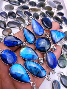 จี้เงินลาบราโดไรต์สวยงาม จี้เงินบลูมูนสโตน เครื่องประดับอัญมณีชั้นดี จี้เสน่ห์สำหรับผู้หญิง - Product Image 6