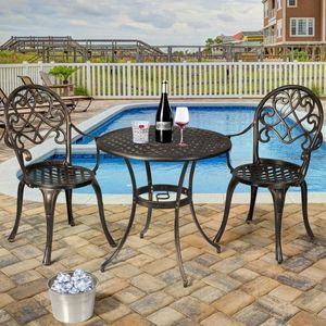 Ensemble bistrot d'extérieur avec seau à glace amovible, mobilier de jardin 3 pièces pour usage hôtelier - Product Image 3