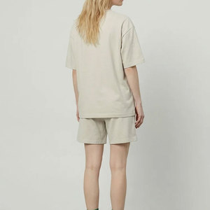 Ensemble de shorts décontractés pour femmes de haute qualité, deux pièces, t-shirts d'été en coton satiné, séchage rapide, coupe régulière - Product Image 2