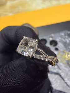 แหวนเพชรทองคำขาว 14k หรูหราสำหรับผู้หญิง เครื่องประดับงานแต่งงานแบบคลาสสิก ของขวัญสุดหรูระยิบระยับ - Product Image 4