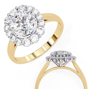 Classic Women's Lab Grown Diamond Engagement <b>Ring</b> with Round Cut Halo Pave Setting IGI Certified 10K Gold Rhodium Plated Band - Product Image 2