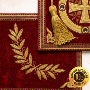 Vestimenta Litúrgica Ortodoxa Bordada en Rojo y Dorado para Sacerdotes, Protector de Rodilla, Diseño Personalizable, Logotipo Personalizado, Unisex, Servicio OEM - Product Image 2