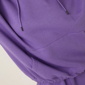 Ensemble de sweat-shirt à capuche violet surdimensionné avec poche, vêtements décontractés d'automne, unisexe, couleur unie, jogging en molleton tricoté - Product Image 6