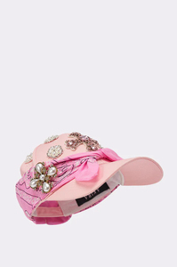 Gorra de béisbol rosa con lazo y decoración de cruz de diamantes de imitación para mujer, moda informal, primavera y verano, ajuste ajustable, gorra de 6 paneles - Product Image 4