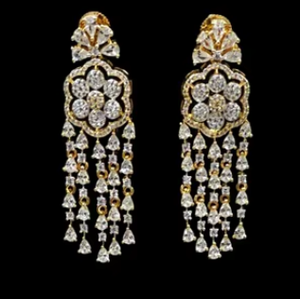 Gold White Finish Brass Zircon <b>Necklace</b> and Earring <b>Set</b> with White <b>Pearl</b> for Women's Engagement Wedding and Party-Trendy Design - Product Image 2