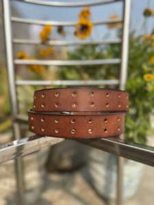 Ceinture en cuir de vachette artisanale pour homme de qualité supérieure avec broderie et boucle en fer de style western, décontractée, largeur 3,5 cm, longueur 120 cm - Product Image 2