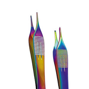 Juego de 2 Pinzas Adson de 4.75" (12cm) con Acabado de Titanio Arcoíris, Acero Inoxidable Alemán, para Trasplante Capilar Manual - Product Image 2