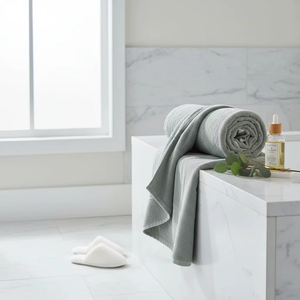 Serviette de bain en coton pour hôtel, super absorbante, durable, grande, douce, de qualité supérieure, tissée jacquard moderne, en tissu éponge - Product Image 1