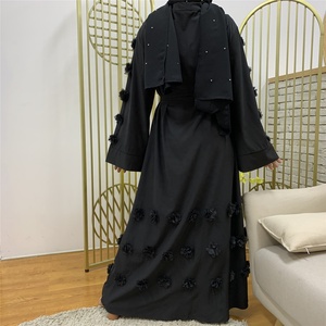 2023 Dubai Open Abaya for Women Satin Lined Eid Ramadan <b>Kaftan</b> with Embroidery Hijab Dress From World Islam Robe Caftan Style - Product Image 5