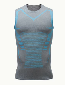 Men Knitted <b>Compression</b> Tank Top Gradient Color Quick Dry O-Neck Sleeveless Sports <b>Vest</b> Gym Workout Base Layer - Product Image 6