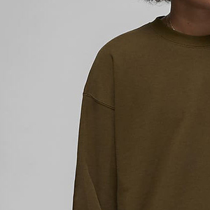 เสื้อสเวตเชิ้ตคอกลมสีเขียวมะกอกสำหรับผู้หญิง แขนยาว สีพื้น ผ้าถัก ดีไซน์ไม่สมมาตร ทรงโอเวอร์ไซส์ ระบายอากาศได้ดี ปักลายด้านหน้า - Product Image 2