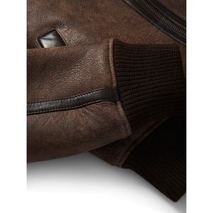 Chaqueta Vintage de piel de oveja para mujer, Cazadora Bomber de Warm-WW2 para invierno - Product Image 3