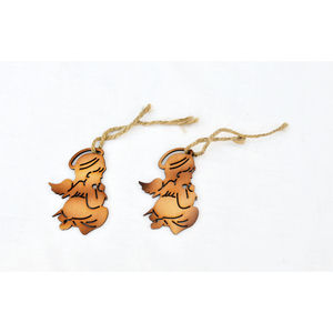 Ornements d'anges en bois découpés au laser, décorations rustiques à suspendre pour sapin de Noël, fournitures de bricolage pour décorations de fête de fin d'année - Product Image 1