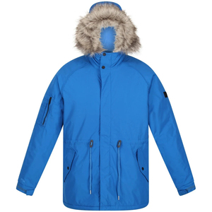 Parka Larga Azul de Invierno para Hombre con Capucha de Piel, Chaqueta Impermeable con Relleno de Plumón - Product Image 1