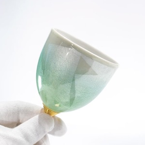 Round Shape For Party Occasion Fantastic Modern Hand Blown <b>Glass</b> Wine <b>Goblet</b> With Gold Stem And Base - Product Image 5