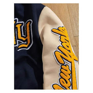 Blouson Bomber Homme à Motif Lettres, Manches Longues, Bordures Rayées, Boutons sur le Devant, Style Décontracté Streetwear Universitaire, Vêtement d'Extérieur Automne - Product Image 2