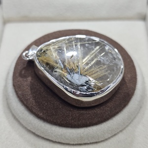 เครื่องประดับเงิน925ชุบโรเดียมทองคำคุณภาพดีเยี่ยมพลอยทับทิมสีทองธรรมชาติจี้ทันสมัยสำหรับงานปาร์ตี้ - Product Image 4