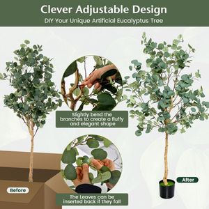 Albero di Eucalipto Artificiale di 1,67 Metri con 517 Foglie Silver Dollar - Product Image 2