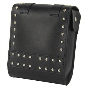 Sac de selle arrière classique pour moto avec clous décoratifs – Bagage de voyage aspect cuir vintage avec franges et conchos pour motard - Product Image 6