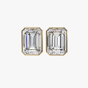 Elegantes Pendientes de Diamante Cultivado en Laboratorio con Corte Esmeralda de 1 Quilate, Oro Rosa de 14K, Engaste en Bisel, Minimalistas, Certificados, Regalo de Boda - Product Image 1