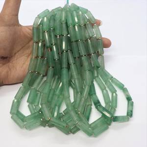 Natural Green Strawberry Quartz Faceted Pipe Shape Beads 7x20 MM Tube Shape Strawberry Quartz Beads <b>Gemstone</b> Beads For Jewelry - Product Image 1
