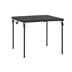 Mesa plegable de resina para exteriores de 34 ", diseño cuadrado negro rico - Product Image 1