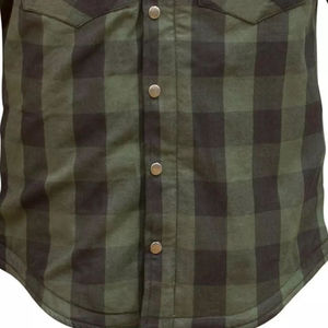 Men Plaid <b>Flannel</b> Shirt Long Sleeve Knitted Cotton Casual Workwear Motorcycle Riding Outerwear - Product Image 6