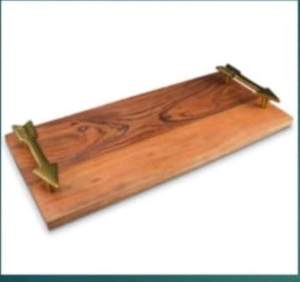 Bandeja de Servir de Madera con Estampado Floral y Asa, Bandeja Cuadrada Decorativa para Té, Café y Aperitivos, para Uso en el Hogar, Cocina, Hotel y Restaurante - Product Image 5