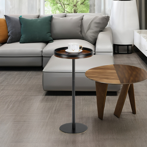 Customized Design Wooden and Metal <b>Round</b> Drink <b>Table</b> <b>Side</b> <b>Table</b> for Small Spaces for Living Room (Rustic Brown) - Product Image 6