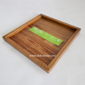 Plateau carré en bois artisanal durable et écologique, ustensiles de cuisine en bois naturel, pour servir les repas et les collations, compatible lave-vaisselle et micro-ondes, de qualité supérieure - Product Image 3