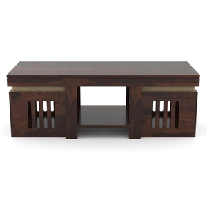 งานแกะสลักไม้สมาร์ทอาร์ต งานฝีมือ วัสดุไม้สัก สีน้ำตาลวอลนัท โต๊ะกลางฐานไม้สไตล์เรียบง่าย โต๊ะกาแฟสไตล์โมเดิร์นสำหรับบ้าน - Product Image 2